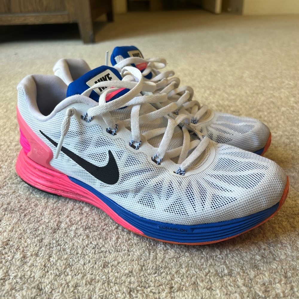 👟 NIKE LUNARGLIDE 6 - WHITE BLUE PINK - WOMENS SIZE 9